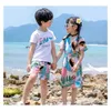 Familie Matching Outfits Summer Beach Moeder Dochter Dresses Dad Son T -shirt shorts Look Paar Outfit 240327