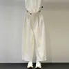 女性用パンツカプリススーパーエーン2023秋のファッションシンプルな斜めのバックルデザインコットンワイドレッグカジュアルホワイトパンツfor womenl2403