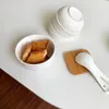 Bols inscrit de style français relief riz bol maison petit déjeuner pur blanc ceramic haute valeur nominale résistante à la température