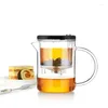 مجموعات Teaware Samadoyo Glass High Glass Gongfu Teaset Press Auto-Open Art Cup Teapot مع Infuser Elegant 350ml