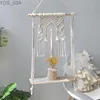 Other Home Decor Macrame shelves for bedrooms and plants Bohemian home decoration Christmas wooden wall candle holders floating gifts yq240408