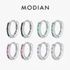 Hoop Earrings MODIAN 925 Sterling Silver Colorful Ear Buckles Emerald Cut Zircon Stackable For Women Platinum Plated Ine Jewelry