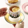 Чашки блюдцы Nordic Ins Coffee и Creative Ceramic Underglaze Color Dirs Printed кружки винтажный послеобеденный чай