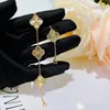 Nytt lyxigt blomma hänge halsband armband örhängen guldpläterad rostfritt stål klöver smycken för kvinnor julklapp