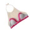 Camisoles & Tanks Women Crocheted Bras Hollowed Colorblock Strappy Backless Beach Camisole