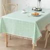 テーブルクロスホワイトタッセルヘム格子縞のテーブルクロスパストラルコットンリネンダイニングラティスパターンデスクタオルレストランティーケース