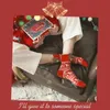 Lkwder Brand Autunno inverno 4 paia in scatola da regalo Donne Socks Anno di Natale Elk Red Elk Happy Funny Cotton 240408