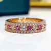 Cluster anneaux Vinregem Lab Créé Sapphire Gemstone Ring pour les femmes 18k Gold 925 Band de bijoux de mariage en argent sterling