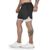 Shorts masculinos esportes de verão dupla em camadas rápida secagem respirável agachamento profundo exercício de corrida lenta calças casuais