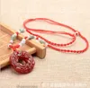 Natural Jade Gift Dragon och Phoenix Gossip Red Agate Big Belly Buddha Ping En Lucky Pendant Necklace7662370