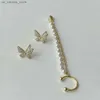 Charme Butterfly Ear Studs Brincos de moda coreanos para mulheres Earclip Chain Brincos de borda de joalheria de joias femininos240408