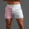 Shorts maschile da uomo pesante maschile cotone cotone patchwork patchwork elastic waist shonets man jogging da 3 "pantaloni corti inseam
