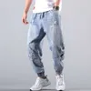 Эластичные джинсовые брюки для мужских брюк 2022 Новый весна и осенний модный бренд свободные повседневные леггинсы укороченные брюки