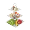 Europese drieklagige fruitplek Cake Rack Keuken Keuken Dessert Groentegerrek Bruiloft Verjaardag fruitplank Tray