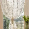 Gardin spets kök svängande beige ren gardiner för vardagsrum sovrum fönster behandling kort vintage blommig broderi 1 st