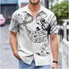 Men's Casual Shirts Hawaiian Summer 8 Colors Music Note Print Purple Shirt Street Oversized Short Sleeves Fashion Designer Soft