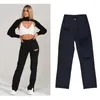 Women's Jeans Open Crotch Outdoor Sex Pants High Waisted Boyfriend Female Ripped Denim Trousers Plus Size Bell-Bottom Streetwear