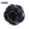 Anhänger Halsketten Großhandel Handschnitzer Rose Blume Kristall Natural Schwarzes Achat Stein DIY Männer Frauen Halskette für Schmuck machen Bo338