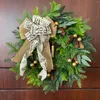 Flores decorativas grinaldas de Natal para a porta da frente com luzes decoração artificial Wreath Wreath Decorações ao ar livre modernas