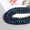 Loose Gemstones Natural Dark Blue Tiger Eye Stone Beads Round Spacer For Jewelry Making DIY Charm Bracelet Necklace Accessories