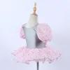 Abbigliamento da ballo da ballo da ballo da ballo per bambini sequestro Saree Saree Pink Bubble Princess Team Performance Costume
