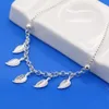 925 Sterling Silver Leaves Anklets For Women Girl Summer Beach Trend Foot Accessories Leg Chain Jewelry Gift Party 240408