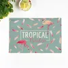 Table Mats 2/4/6pcs Linen Placemat Mat Flamingo Flowers Print For Kitchen Dining Disc Pads Bowl Coasters Home Decor 44x28cm