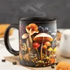 3D Magic Mushrooms Mug Funny Ceramic Coffee Cags Black Office Occss Friends HIRDIAN HIDER