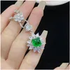 Kedjor Emerald Sugar Tower Back er Princess Fl Diamond Open Ring Womens Temperament Pendant Earrings Set Drop Delivery JewelT Necklac OTR4Z