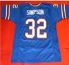 맞춤형 전면 및 뒷면 메쉬 패브릭 블루 OJ Simpson 고품질 풀 자수 대학 저지 SZ S4XL 또는 사용자 정의 이름 또는 NUMBE5005743