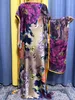 Абая для женщин напечатано шелк мягкая свободная женская одежда мусульманская летняя одежда моды африканская ислам Женщина -платья с тюрбаном 240313