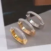 الموضة خمر العلامة التجارية Half Diamond Womens Rings Luxury Jewelry for Women المصممة Pure 925 Sterling Silver Lady Barty Rings مثالية هدية لطيفة أعلى جودة