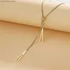 Pendant Necklaces Fashion Golden Triangle Pendant Necklace Stainless Steel Simple Charm Y Lariat Necklace Suitable for Women Bohemian Minimalist Jewelry240408