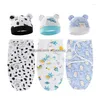 담요 Swaddling Summer Born Bair Boy Girls Head Neck Protector Cotton Slee Bag with Hat Set DDLE 얇은 통기성 0-6 개월 DHXA9