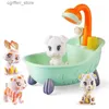 Baby Bath Toys Diy Pet Painting Doodle Pet Frosted Animal Toy Set Come and Badhe Your Pet Graffiti Handmade Toy for Children Gifts L48