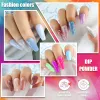 Glitter Dipping Nail Powder Set French Nail Color iridescent Glitter with Dip Powder Gel Liquid Activator,Base,Top,Brush Saver Manicure