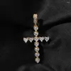 Подвесные ожерелья Bling King Vintage Heart Cz Cross Cross Counglace полное со льдом набор зубцов кубическая циркония с теннисной цепью милые роскошные украшения