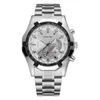 ساعة معصم Leinuoda Fashion Mens Stainless Steel Watches Sport Quartz Clock Clock Cronprack Chronograph Luminous Wristwatch عالية الجودة