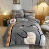 Bedding Sets Yovepii 2024 Winter Flannel Fleece Set Printed Warm Duvet Cover Cartoon Home Linen Thicken Boy Girl Room Textile