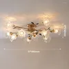 Taklampor Blomma Dekorativt ljus AMERICAN CRYSTAL METAL VILLA Lägenhet Homestay Fransk lands sovrum