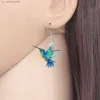 Charm BONSNY acrylic flying hummingbird pendant earrings spring and summer bird jewelry womens clothing childrens charm gift accessories240408