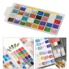 Glitter 32 Colors Solid Watercolor Painting Palette Nail Decoration Natural Artificial Nails Gouache Paint Set for Artists Beginners