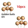 Party Supplies 10pcs Colorful Balls Cake Toppers Christmas Ball Bohemian Style Silver Golden For Birthday Baby Shower Decorations