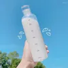 Waterflessen 500/750 ml Glazen fles met grote capaciteit met tijd markerafdekking voor drank transparant melksap cup eenvoudig cadeau
