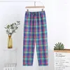 Moda feminina Sonowar Spring Autumn Women Cotton Sleep Pants Feminino de alta qualidade Lounge Wear calças Ladies Casual Plaid Home