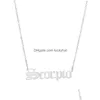 Pendant Necklaces 12 Constellation Jewelry Stainless Steel Zodiac Letter Necklace Virgo Leo Taurus Gemini Cancer Old English Collar Dr Dhsav