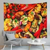 Tapestries groenten en groenten Tapestry groene sla druiven druiven aardbeien huis woonkamer slaapkamer muurkunst