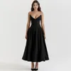 فساتين غير رسمية Suninheart Black Elegant Wedding Events Dress Sexy Bardless Corset Midi Christmas Party for Women Clothing 2024