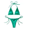 2024 Sexy Green Three Point Bikini Tie Up Swimsuit voor vrouwen Split Body Hot Spring Vacation Beach