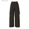 Damesjeans y2k vrachtbroek vrouwen lage taille trekstring trekkoord zweten strtwear vintage baggy wide been broek oversized parachute broek jogger y240408